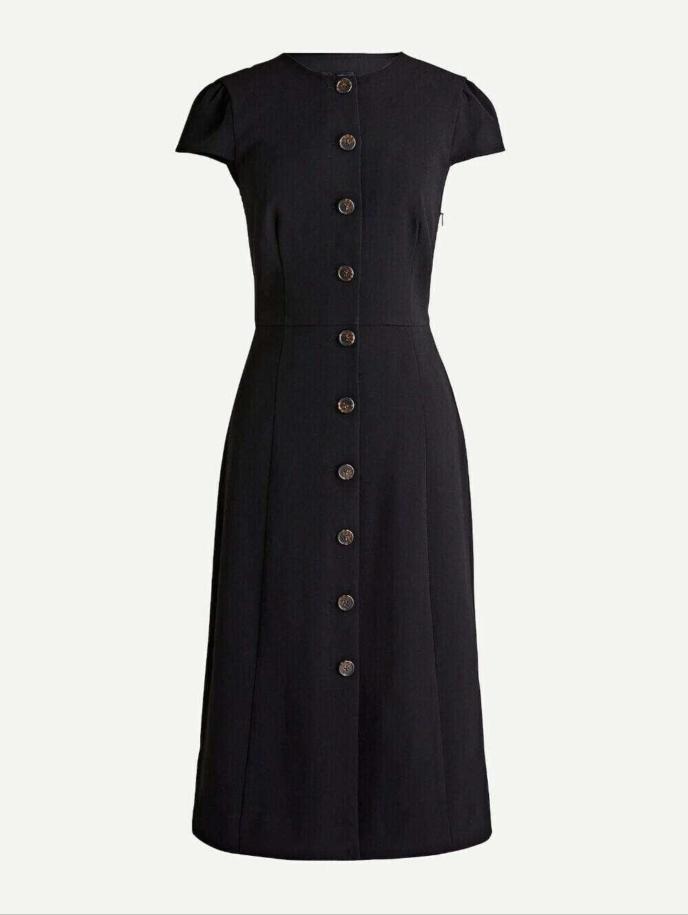 J. Crew - Black Button-Front Crepe Suiting Midi Dress - 12 NWT